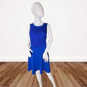 Apt 9 Dress XL Royal Blue Chic Textured Bodice Flared Skirt Cocktail Party Dress